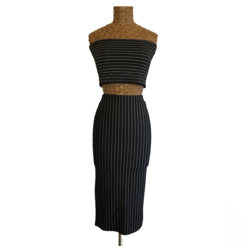ReVamped Pinstripe Top & Pencil Skirt Set